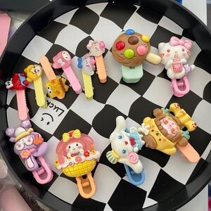 12pcNew Kawaii Cute Decoden hair clips, Handmade Hair Clip Accessories